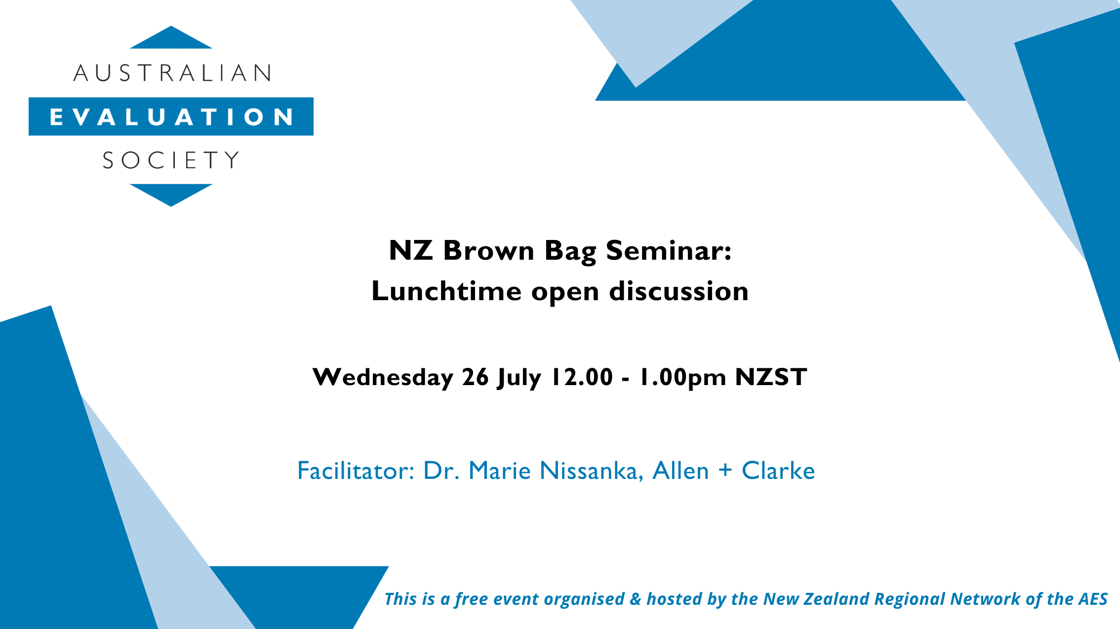 NZ Brown Bag Seminar Lunchtime open discussion (Online 26 July 2023) -Wellington